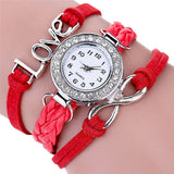 Women Watches Fashion Infinity Love Hand-knitted Leather Chain Quartz Wristwatch