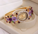 Luxury Bangle Watch Ladies Crystal Flower Bracelet Women